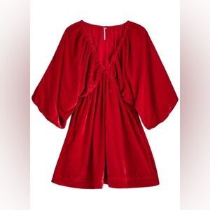 Free People Portia Velvet Mini Dress in Red Size Medium